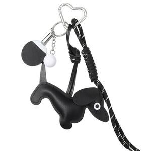 Dog Bag Charm Black with Paddle and Heart Clip